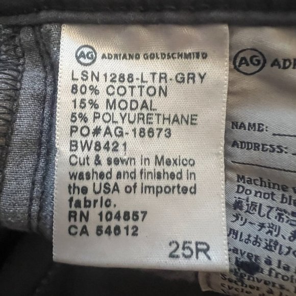AG Adriano Goldschmied Women’s Jeans Size 2 25R Gray Coated Legging Super Skinny - Picture 7 of 7